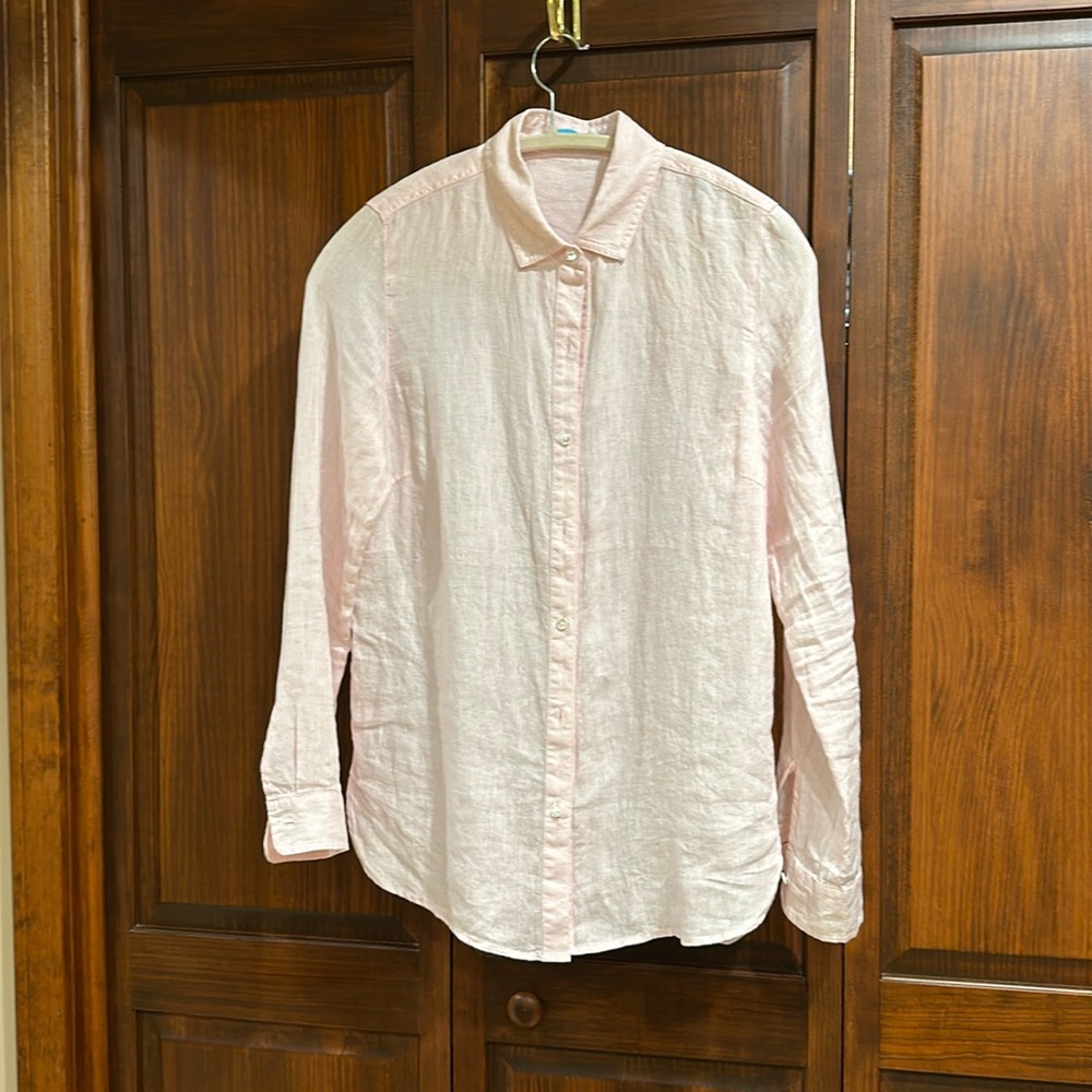 McLaughlin linen, light pink blouse - size extra small